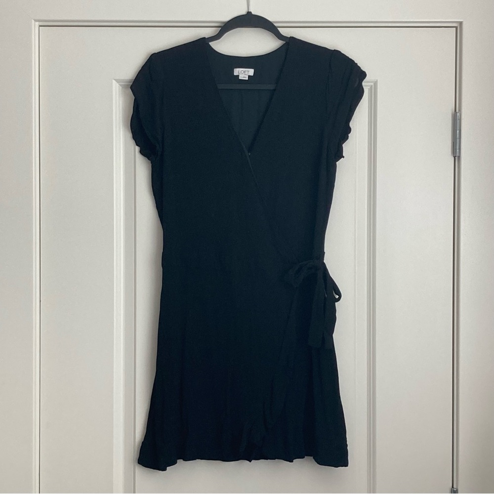 LOFT Black Mini Wrap Dress Romper
